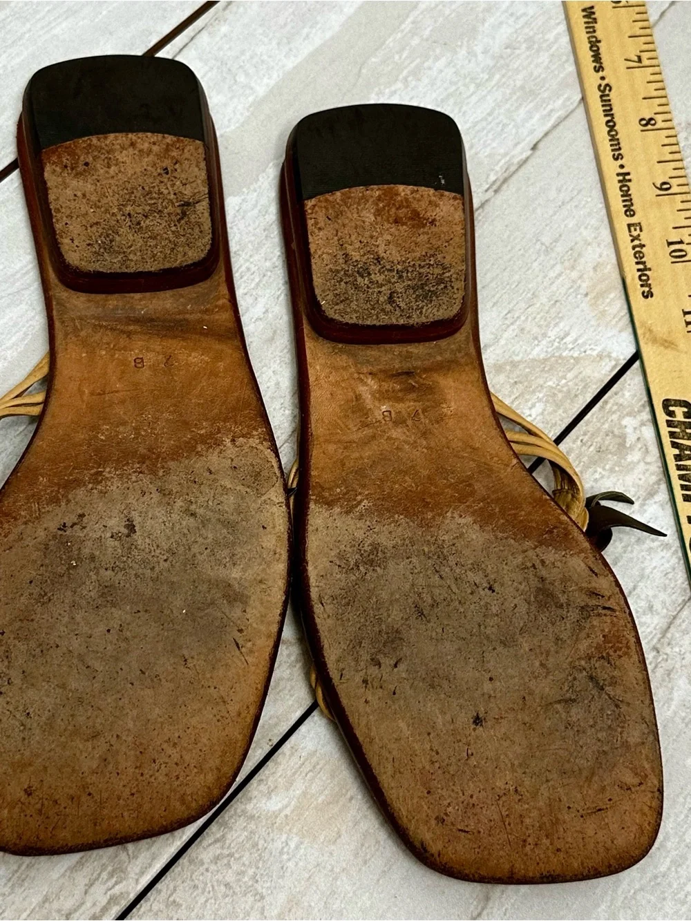 Cole Haan Resort Tan Brown Floral Rosettes Leather Slide Sandals Romantic Whimsy